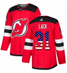 Men's Adidas New Jersey Devils #31 Eddie Lack Authentic Red USA Flag Fashion NHL Jersey