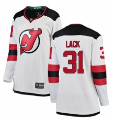 Women's New Jersey Devils #31 Eddie Lack Fanatics Branded White Away Breakaway NHL Jersey