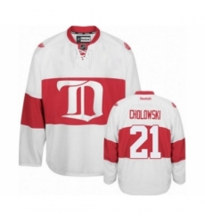 Men's Reebok Detroit Red Wings #21 Dennis Cholowski Premier White Third NHL Jersey
