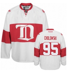 Men's Reebok Detroit Red Wings #95 Dennis Cholowski Premier White Third NHL Jersey
