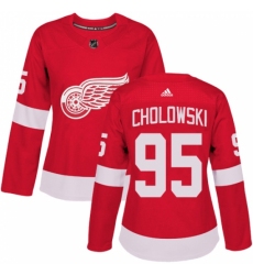 Women's Adidas Detroit Red Wings #95 Dennis Cholowski Premier Red Home NHL Jersey