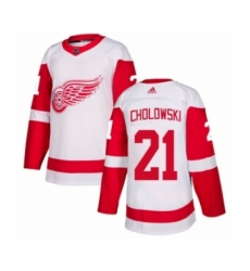 Youth Adidas Detroit Red Wings #21 Dennis Cholowski Authentic White Away NHL Jersey