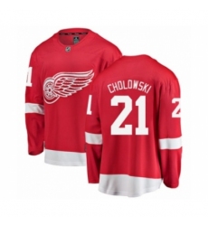 Youth Detroit Red Wings #21 Dennis Cholowski Authentic Red Home Fanatics Branded Breakaway NHL Jersey