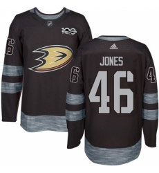 Men's Adidas Anaheim Ducks #46 Max Jones Authentic Black 1917-2017 100th Anniversary NHL Jersey