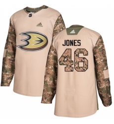 Men's Adidas Anaheim Ducks #46 Max Jones Authentic Camo Veterans Day Practice NHL Jersey