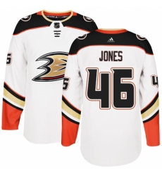 Men's Adidas Anaheim Ducks #46 Max Jones Authentic White Away NHL Jersey