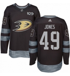 Men's Adidas Anaheim Ducks #49 Max Jones Authentic Black 1917-2017 100th Anniversary NHL Jersey