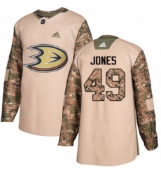 Men's Adidas Anaheim Ducks #49 Max Jones Authentic Camo Veterans Day Practice NHL Jersey