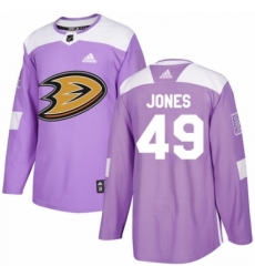 Men's Adidas Anaheim Ducks #49 Max Jones Authentic Purple Fights Cancer Practice NHL Jersey