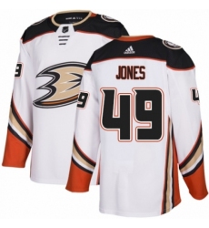 Men's Adidas Anaheim Ducks #49 Max Jones Authentic White Away NHL Jersey