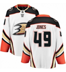 Men's Anaheim Ducks #49 Max Jones Authentic White Away Fanatics Branded Breakaway NHL Jersey