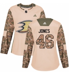 Women's Adidas Anaheim Ducks #46 Max Jones Authentic Camo Veterans Day Practice NHL Jersey