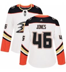 Women's Adidas Anaheim Ducks #46 Max Jones Authentic White Away NHL Jersey