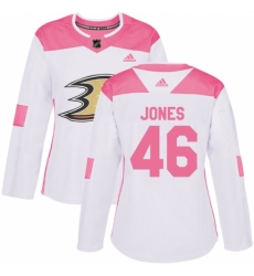 Women's Adidas Anaheim Ducks #46 Max Jones Authentic White/Pink Fashion NHL Jersey