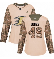 Women's Adidas Anaheim Ducks #49 Max Jones Authentic Camo Veterans Day Practice NHL Jersey