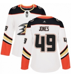 Women's Adidas Anaheim Ducks #49 Max Jones Authentic White Away NHL Jersey