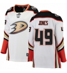 Women's Anaheim Ducks #49 Max Jones Authentic White Away Fanatics Branded Breakaway NHL Jersey