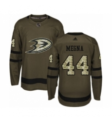 Men's Adidas Anaheim Ducks #44 Jaycob Megna Authentic Green Salute to Service NHL Jersey