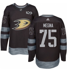 Men's Adidas Anaheim Ducks #75 Jaycob Megna Authentic Black 1917-2017 100th Anniversary NHL Jersey