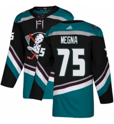 Men's Adidas Anaheim Ducks #75 Jaycob Megna Authentic Black Teal Third NHL Jersey