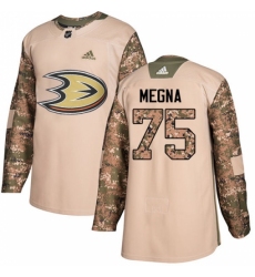 Men's Adidas Anaheim Ducks #75 Jaycob Megna Authentic Camo Veterans Day Practice NHL Jersey