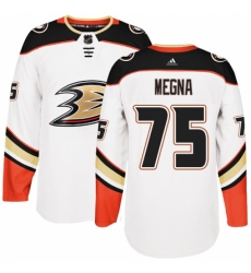 Men's Adidas Anaheim Ducks #75 Jaycob Megna Authentic White Away NHL Jersey