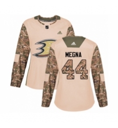 Women's Adidas Anaheim Ducks #44 Jaycob Megna Authentic Camo Veterans Day Practice NHL Jersey