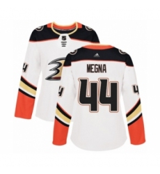 Women's Adidas Anaheim Ducks #44 Jaycob Megna Authentic White Away NHL Jersey