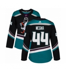 Women's Adidas Anaheim Ducks #44 Jaycob Megna Premier Black Teal Alternate NHL Jersey