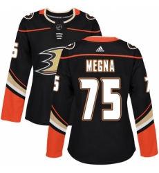 Women's Adidas Anaheim Ducks #75 Jaycob Megna Authentic Black Home NHL Jersey