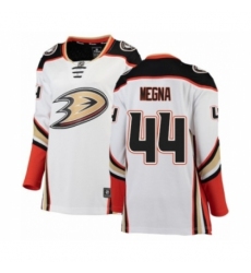 Women's Anaheim Ducks #44 Jaycob Megna Authentic White Away Fanatics Branded Breakaway NHL Jersey