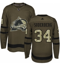 Youth Adidas Colorado Avalanche #34 Carl Soderberg Authentic Green Salute to Service NHL Jersey
