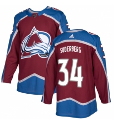 Youth Adidas Colorado Avalanche #34 Carl Soderberg Premier Burgundy Red Home NHL Jersey