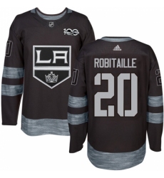 Men's Adidas Los Angeles Kings #20 Luc Robitaille Authentic Black 1917-2017 100th Anniversary NHL Jersey