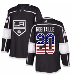 Men's Adidas Los Angeles Kings #20 Luc Robitaille Authentic Black USA Flag Fashion NHL Jersey