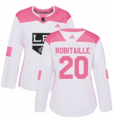 Women's Adidas Los Angeles Kings #20 Luc Robitaille Authentic White/Pink Fashion NHL Jersey