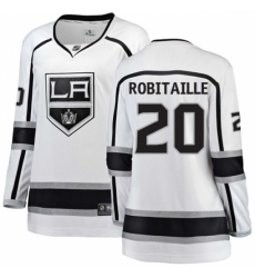 Women's Los Angeles Kings #20 Luc Robitaille Authentic White Away Fanatics Branded Breakaway NHL Jersey