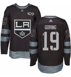 Men's Adidas Los Angeles Kings #19 Butch Goring Premier Black 1917-2017 100th Anniversary NHL Jersey