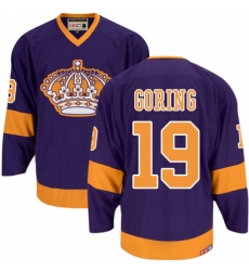 Men's CCM Los Angeles Kings #19 Butch Goring Authentic Purple Throwback NHL Jersey