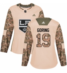 Women's Adidas Los Angeles Kings #19 Butch Goring Authentic Camo Veterans Day Practice NHL Jersey