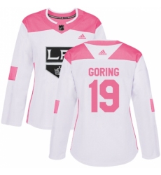 Women's Adidas Los Angeles Kings #19 Butch Goring Authentic White/Pink Fashion NHL Jersey