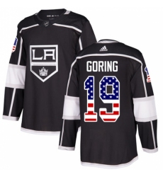 Youth Adidas Los Angeles Kings #19 Butch Goring Authentic Black USA Flag Fashion NHL Jersey