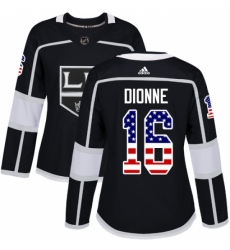 Women's Adidas Los Angeles Kings #16 Marcel Dionne Authentic Black USA Flag Fashion NHL Jersey