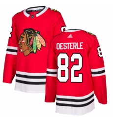 Men's Adidas Chicago Blackhawks #82 Jordan Oesterle Premier Red Home NHL Jersey