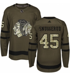 Men's Adidas Chicago Blackhawks #45 Luc Snuggerud Authentic Green Salute to Service NHL Jersey