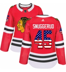 Women's Adidas Chicago Blackhawks #45 Luc Snuggerud Authentic Red USA Flag Fashion NHL Jersey