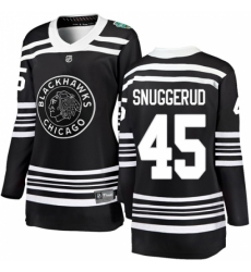 Women's Chicago Blackhawks #45 Luc Snuggerud Black 2019 Winter Classic Fanatics Branded Breakaway NHL Jersey