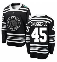 Youth Chicago Blackhawks #45 Luc Snuggerud Black 2019 Winter Classic Fanatics Branded Breakaway NHL Jersey