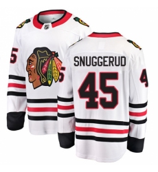 Youth Chicago Blackhawks #45 Luc Snuggerud Fanatics Branded White Away Breakaway NHL Jersey