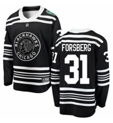 Men's Chicago Blackhawks #31 Anton Forsberg Black 2019 Winter Classic Fanatics Branded Breakaway NHL Jersey